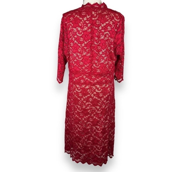 Kiyonna Red Lace Women Dress Size 2X Plus Size Cocktail Evening Romantic Regency - Picture 7 of 16